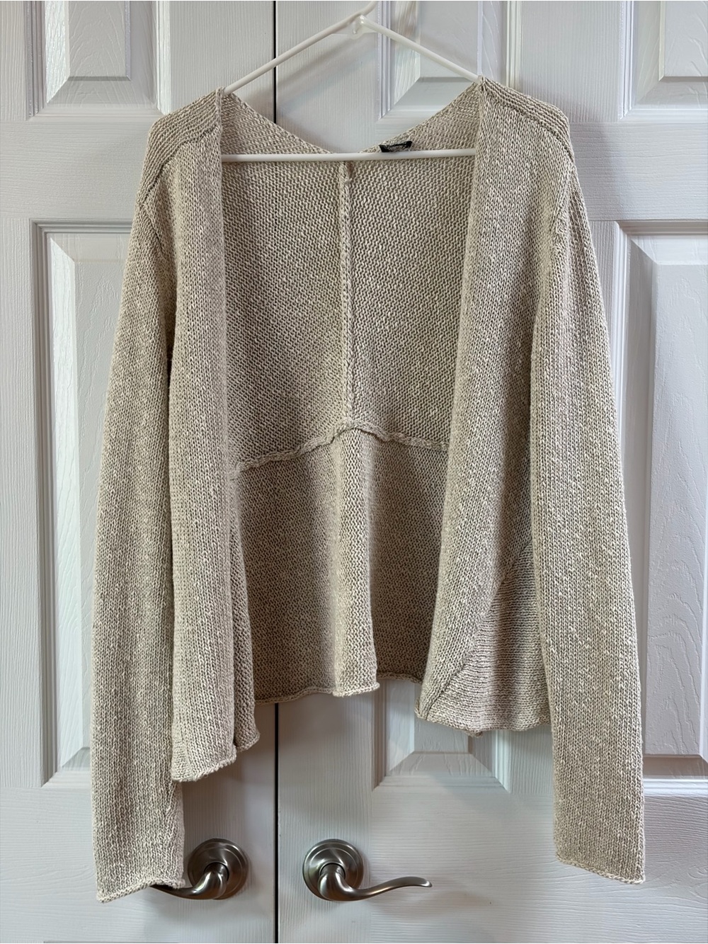 Eileen Fisher Oatmeal Linen Knit Open Cardigan Size XL